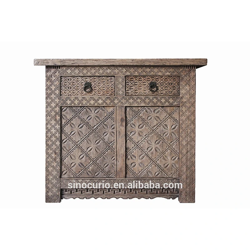 chinese antique oriental style wood carved cabinet