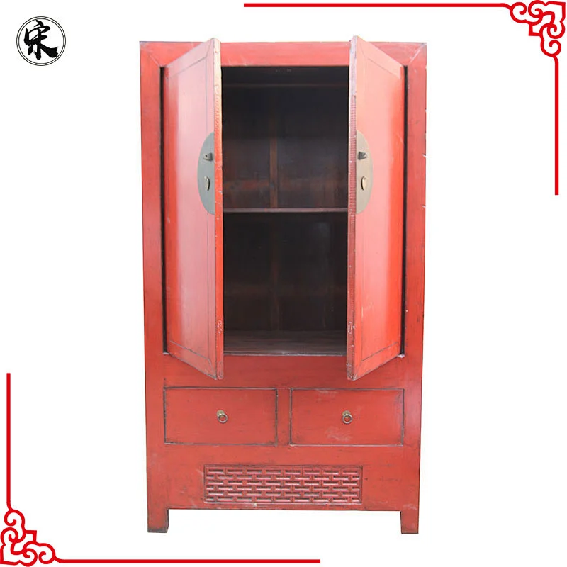 chinese antique red wedding wardrobe cabinet