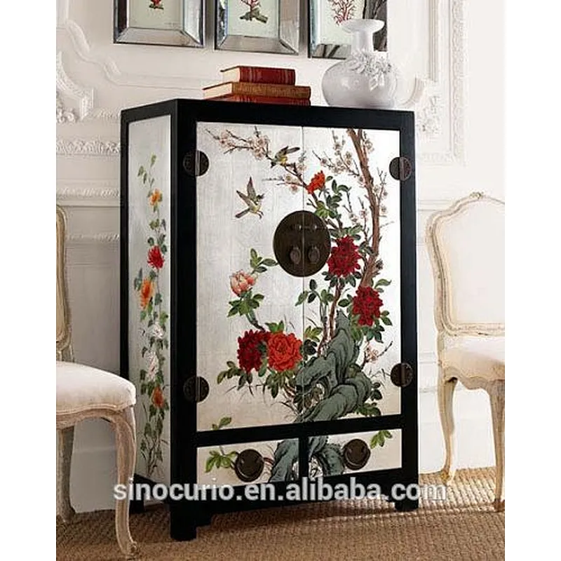 Chinese antique painted wooden wardrobe furniture LW6