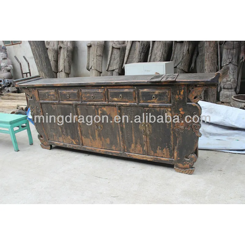 chinese antique black four drawer six door cabinet