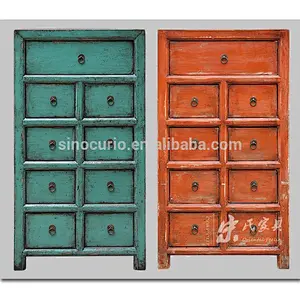 Antique oriental solid wood antique furniture painted file cabinet