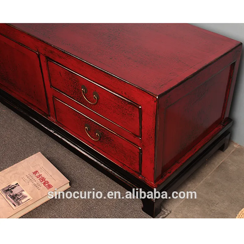 Antique distressed wood tv stand