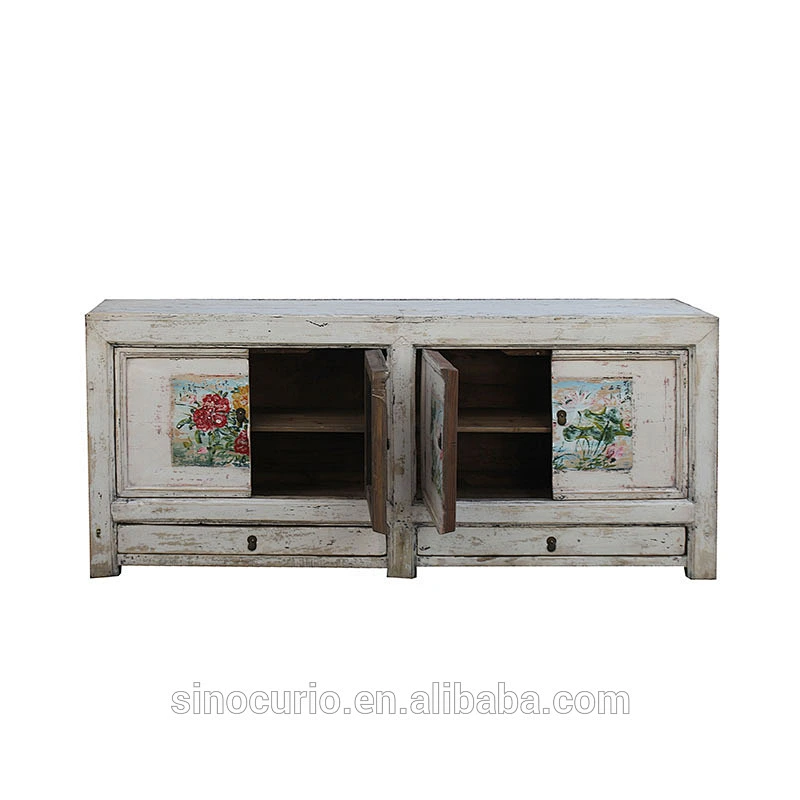wholesale import furniture living room Chinese painted antique reclaimed wood sideboard cabinet