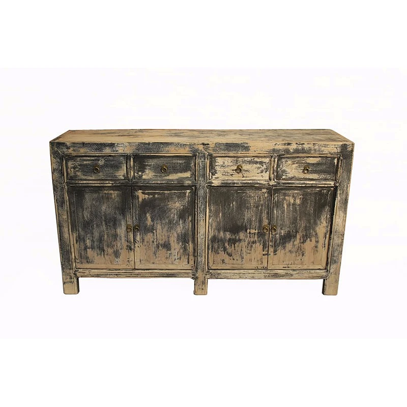 Four door four drawer shabby chic solid wood cabinet furniture