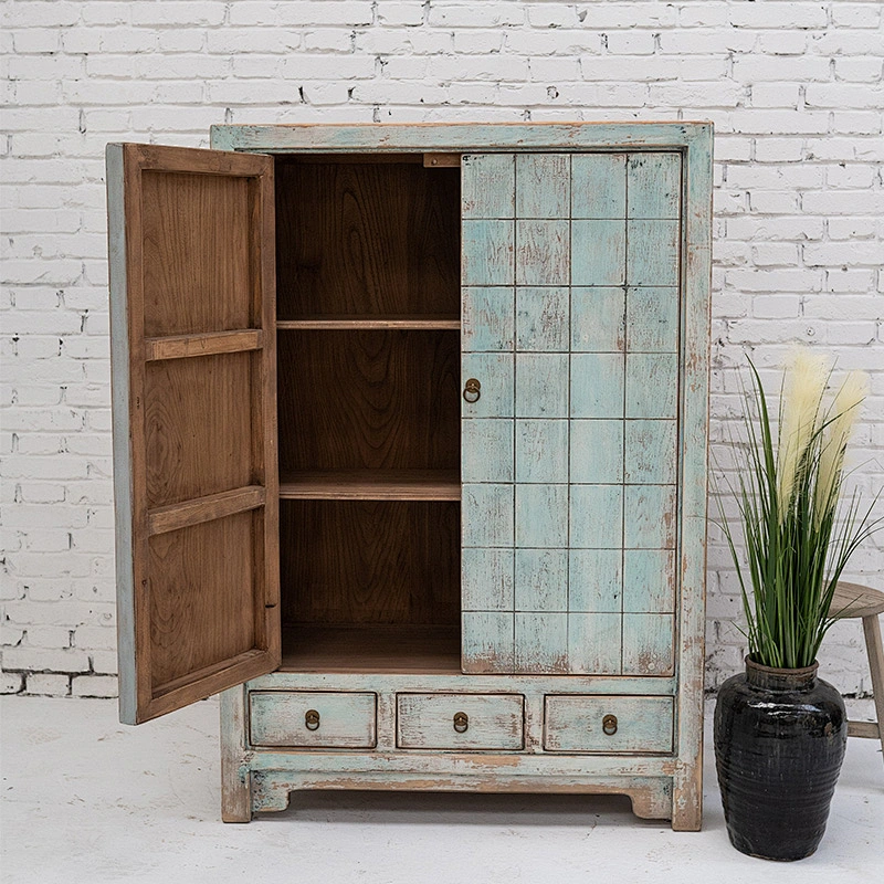 Antique hand painted classic furniture solid wood living room cabinet