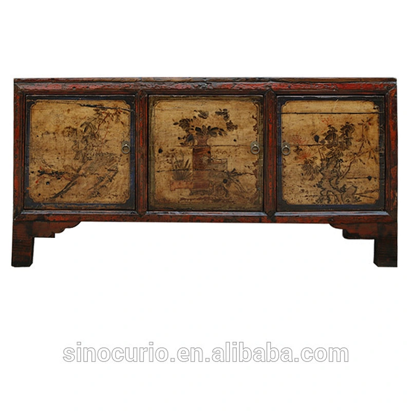 Chinese Antique furniture rustic glossy painted sideboard buffet