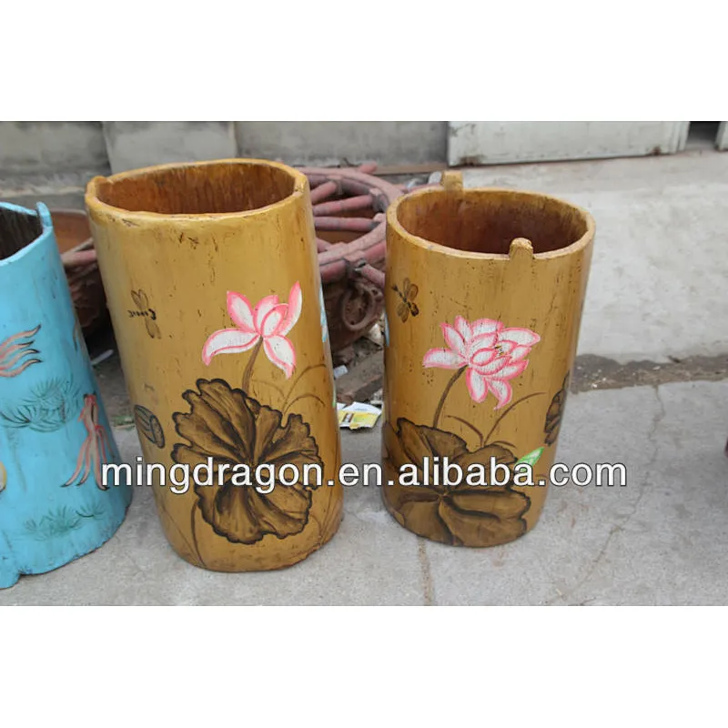 Chinese antique colorful wooden decorative barrels