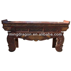 Chinese antique shanxi solid wood carved buddha console table