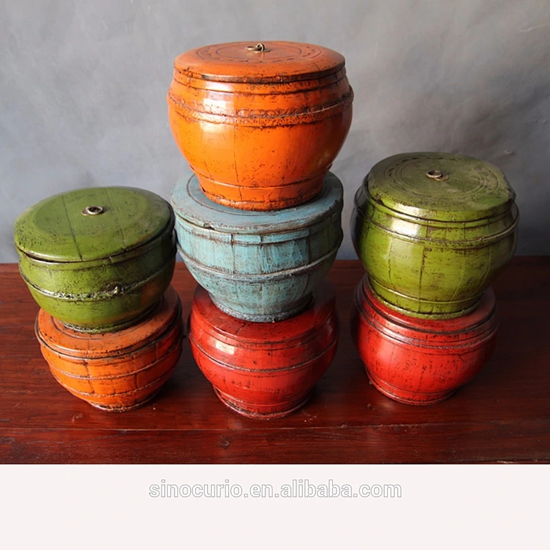 Antique decoration wood painting box Rustic Antique Colorful Wood Storage Box