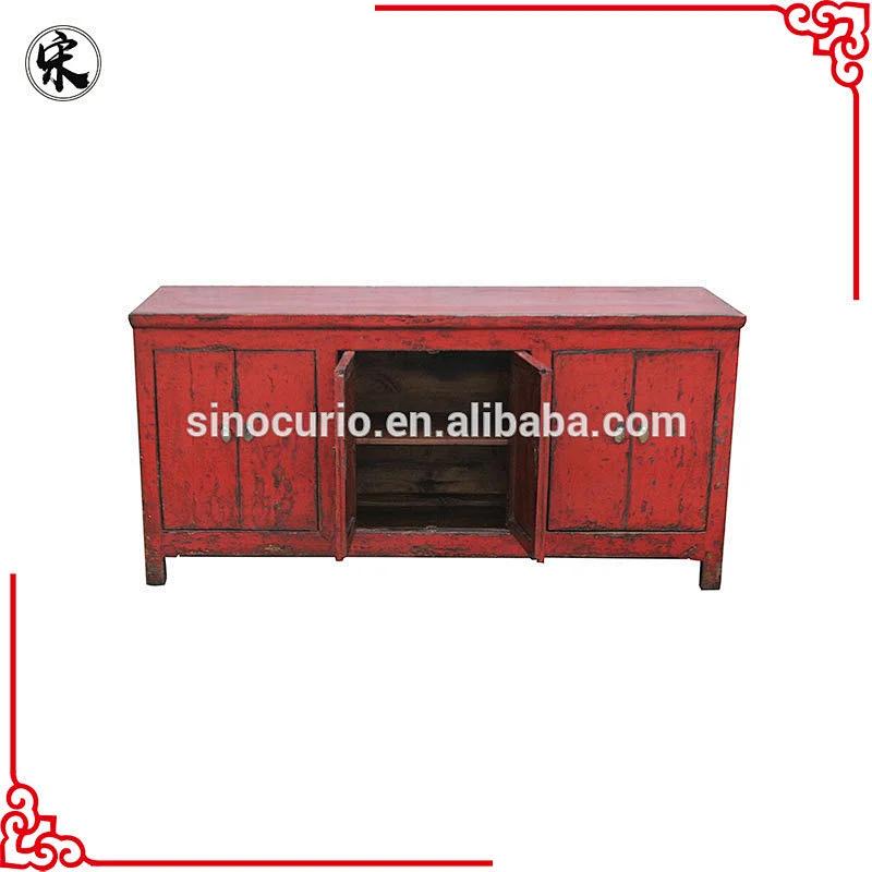 Antique Chinese Reproduction Buffet cabinet red sideboard