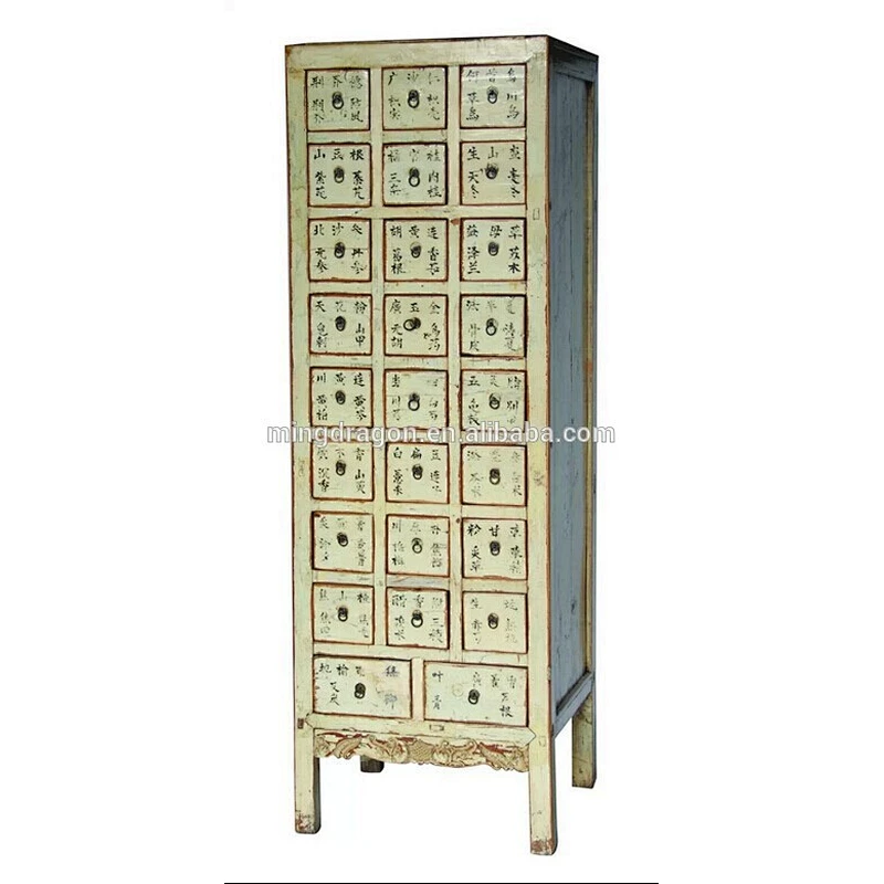 Antique Chinese Distressed Solid Wood Medicine Cabinet