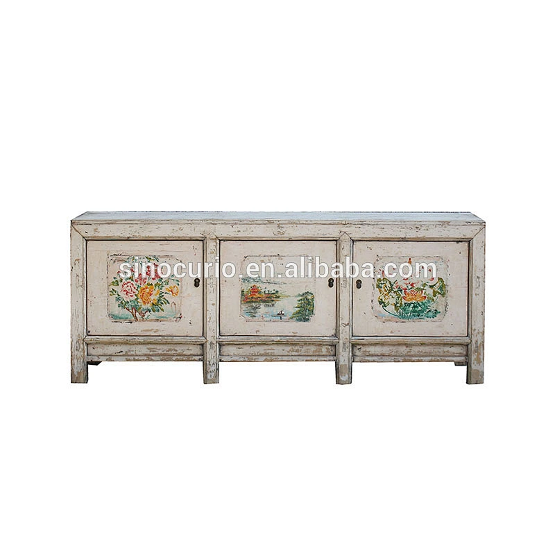 Chinese antique reproduction furniture wholesale unfinished painted antique sideboards wood cabinets