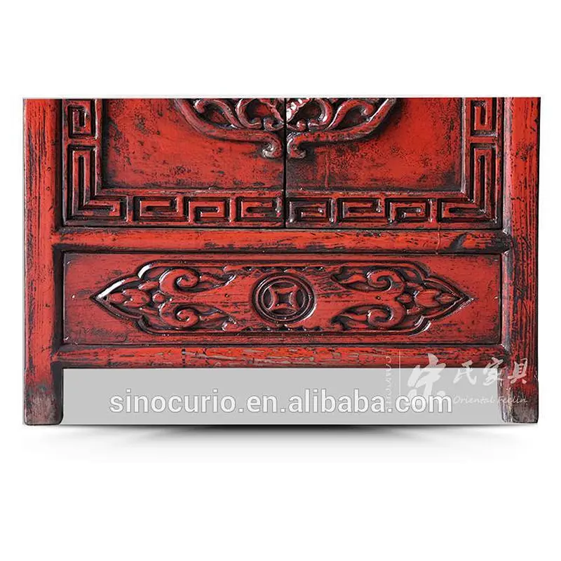 Chinese antique high glossy carved solid wood furniture