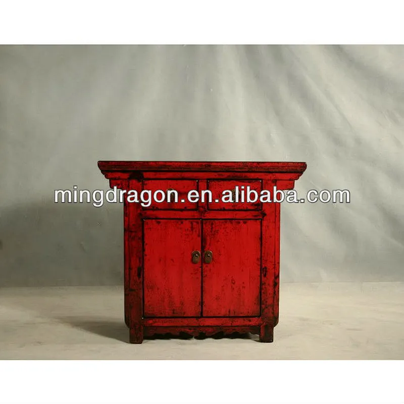 Chinese antique red small wedding Sideboard with rustic styles
