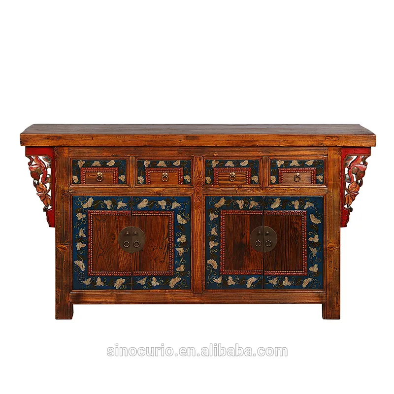 Chinese Antique Wooden Carved Sideboard Buffet