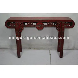 chinese antique wooden red carved alter table