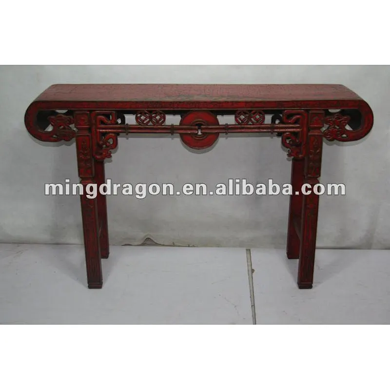 chinese antique wooden red carved alter table