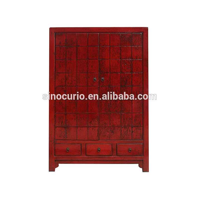 Oriental red Chinese lacquer cupboard sideboard furniture