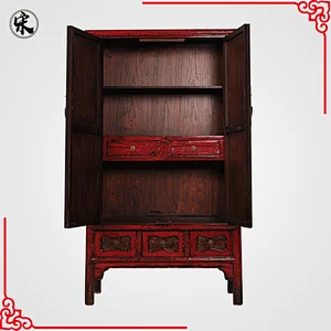 Chinese style lacquer furniture- reproduction distressed wedding cabinet