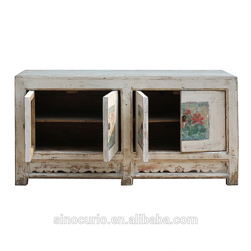 Chinese antique classic reproduction white-washed painted sideboard furniture table