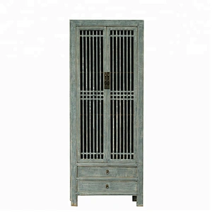 Chinese style living room rustic furniture reclaim wood distressed cabinet