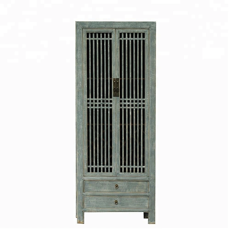 Chinese style living room rustic furniture reclaim wood distressed cabinet
