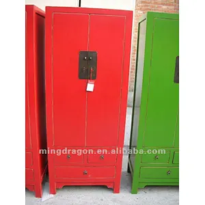 Chinese antique furniture pine wood black/green/purple/blue/red Beijing Three Drawer Two Door Cabinet