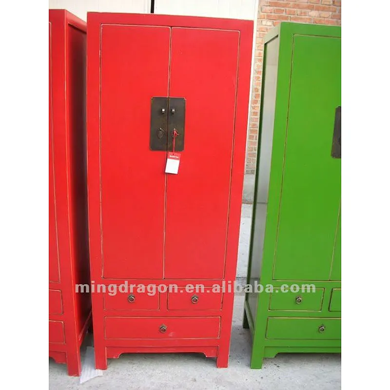 Chinese antique furniture pine wood black/green/purple/blue/red Beijing Three Drawer Two Door Cabinet
