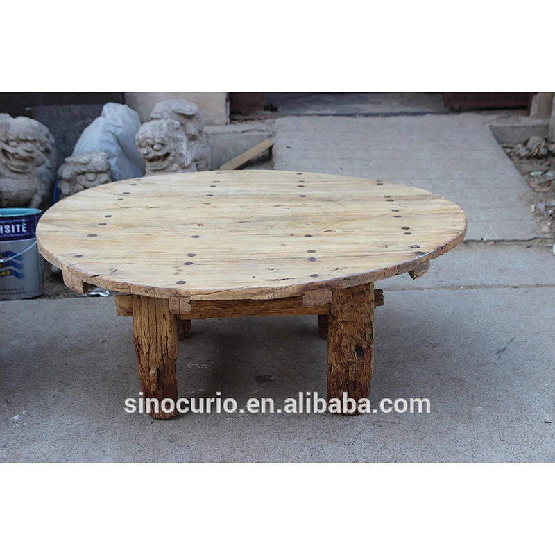 Antique classical round outdoor wooden dining table