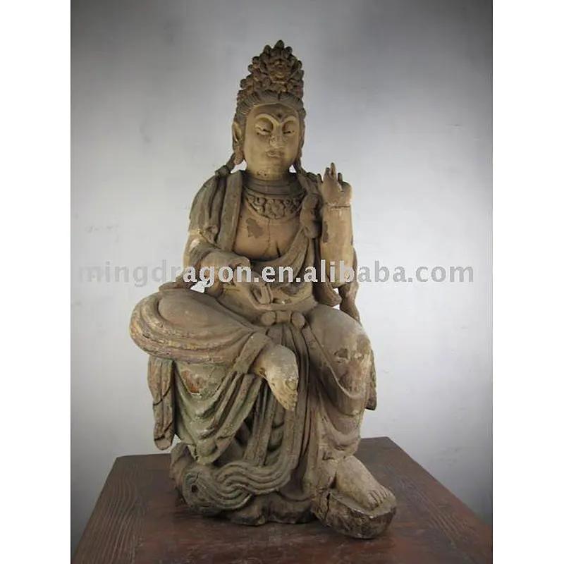 Chinese antique Buddha GuanYin WoodenStatus