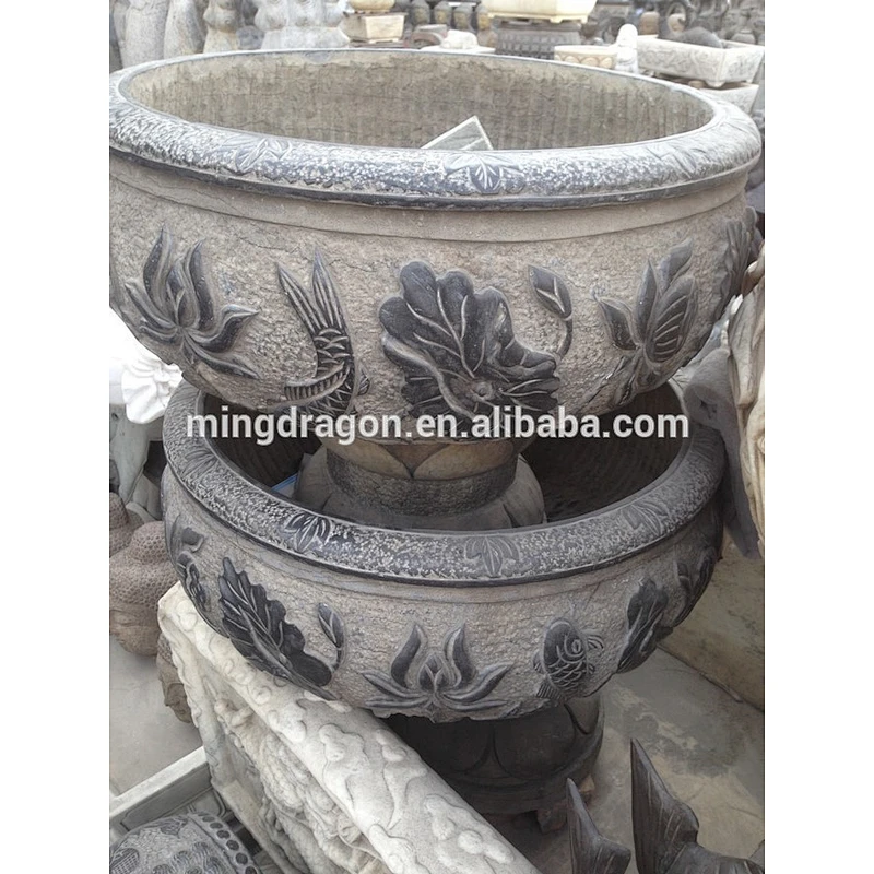 Antique Park decoration granite stone flower pot stand