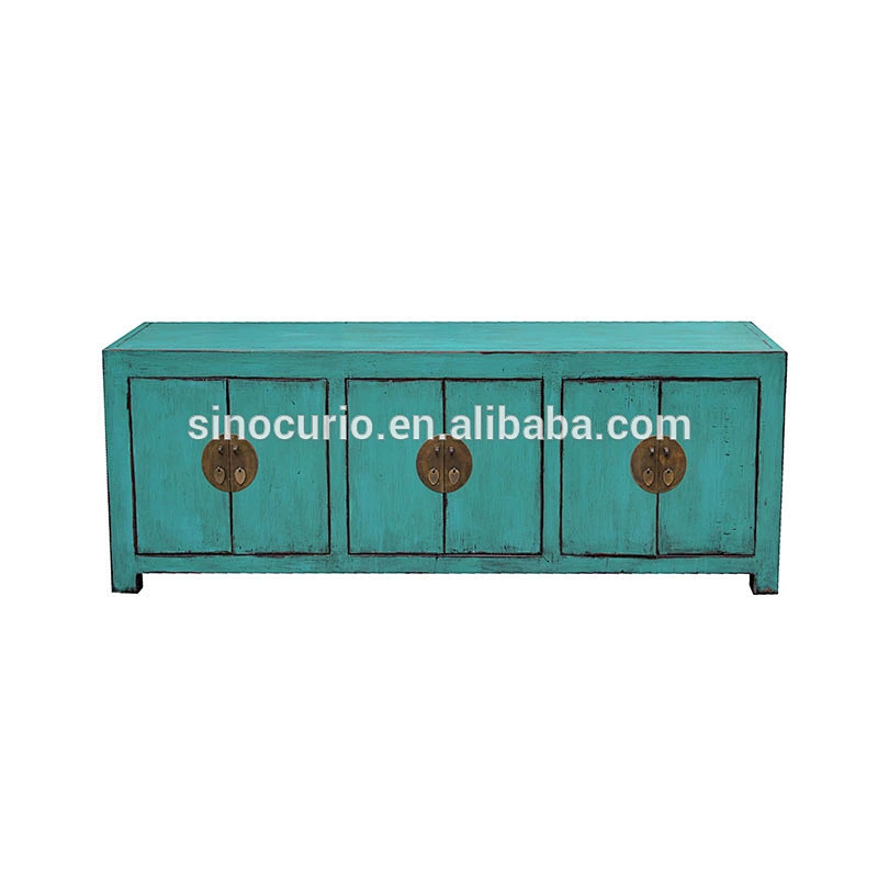 Old China ancient vintage furniture cabinet living room green sideboard buffet table