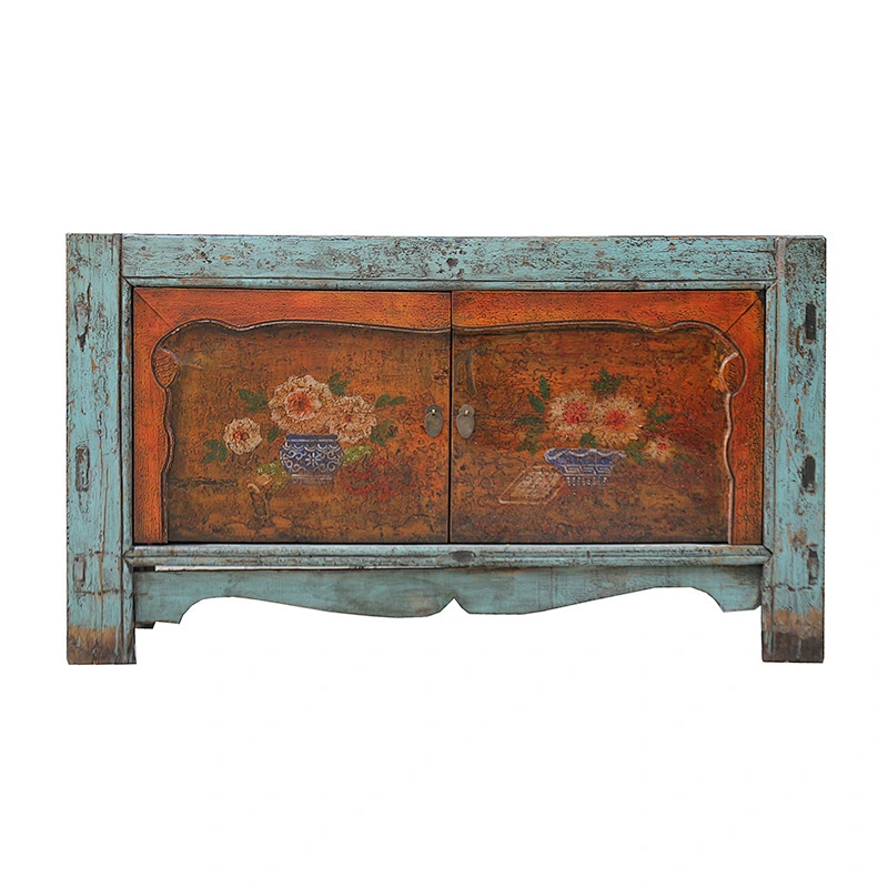 Asian antique hand paint lacquer sideboard furniture shoe cabinet for wholesale