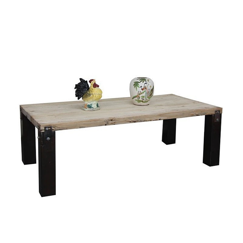 living room coffee table/solid wood coffee table with iorn leg
