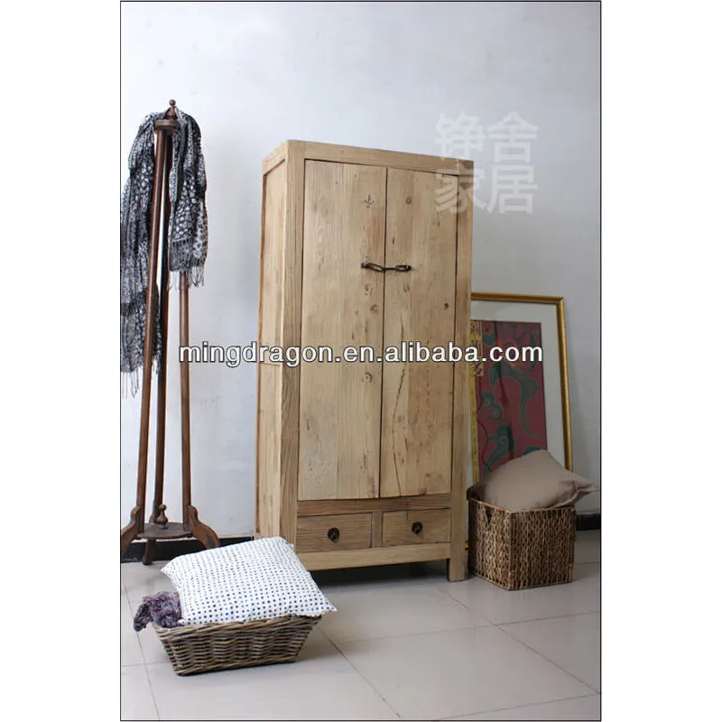 Chinese Antique Distressed Reclaimed Rustic Natural Wardrobe