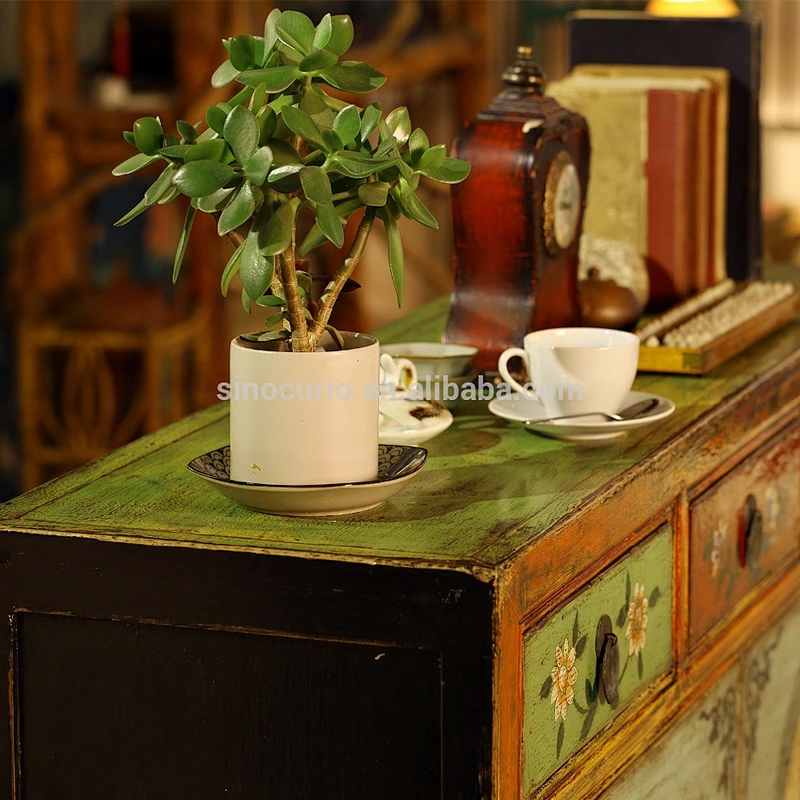 Chinese Antique furniture living room sideboard cabinet hand painting