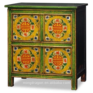 Chinese Antique Furniture Tibetan Painted Cabinet