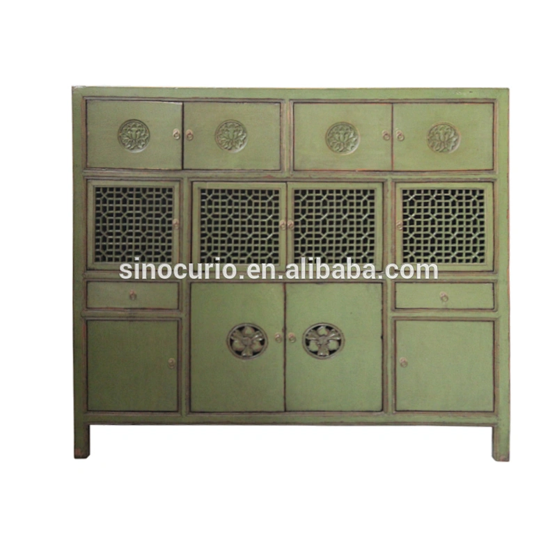 antique chinese sideboard lattice wooden door distressed kitchen cabinets