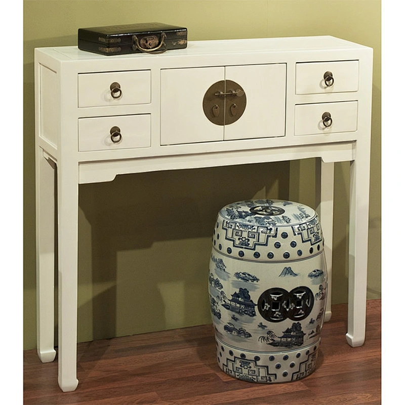 Chinese manufacture antique console table with six drawers