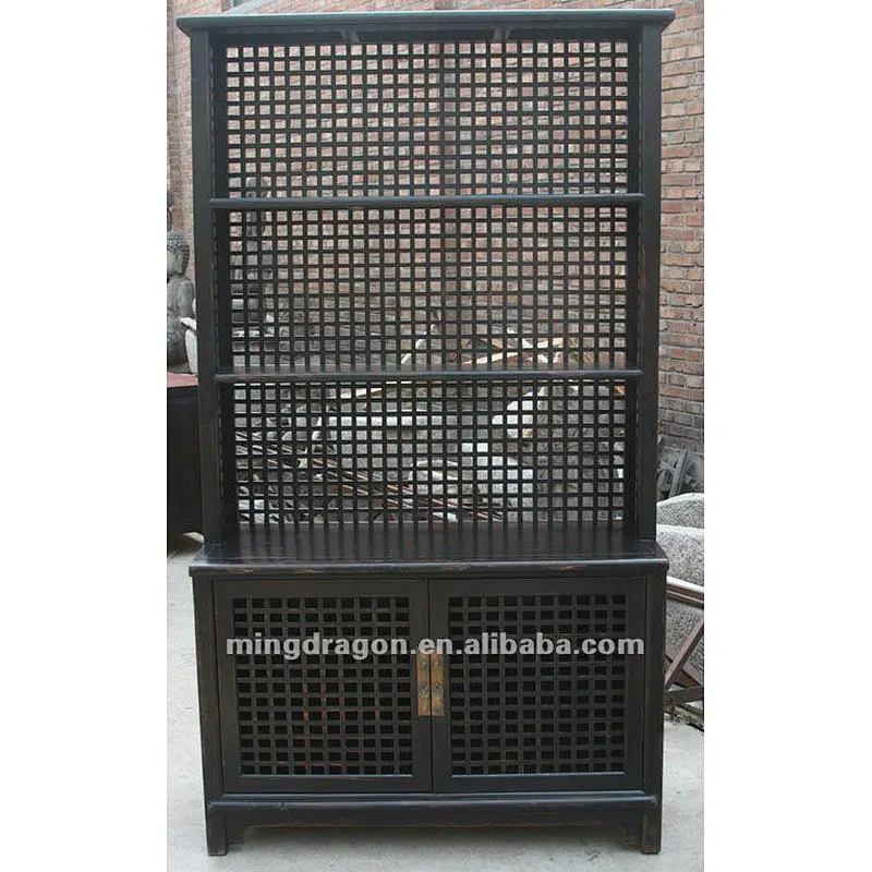 chinese antique furniture pine wood Beijing black bookshelf