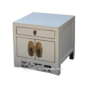 chinese antique reproduction furniture solid wood white nightstand bedside table