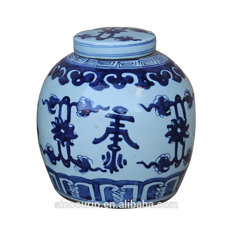 Chinese antique ceramic blue and white hand painted vase