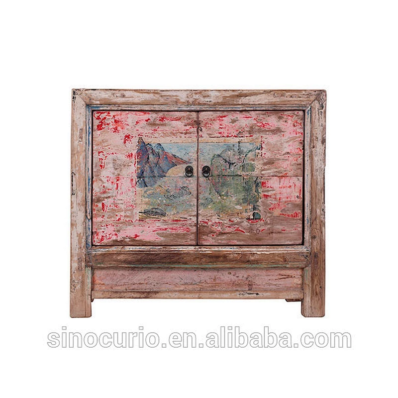 Antique furniture wooden distressed sideboard cabinet