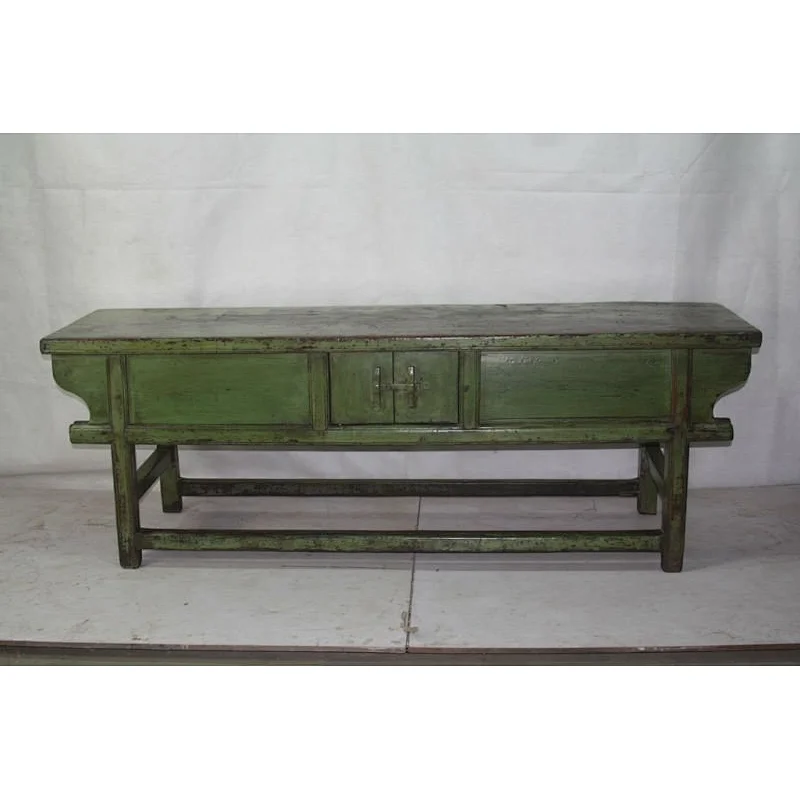 Chinese antique wooden green alter table