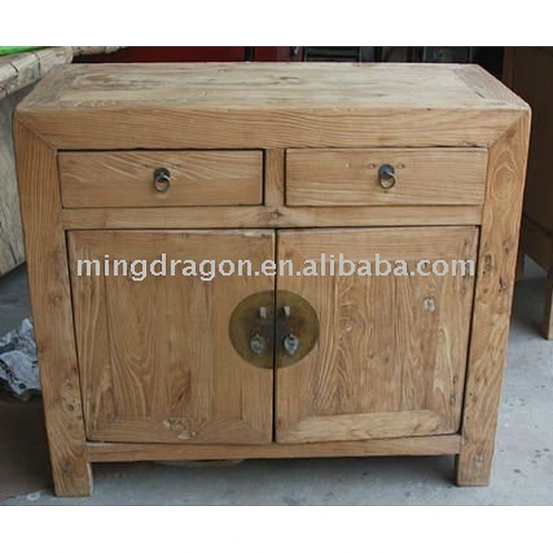 antique furniture /Two door two drawer natual wood cabinet