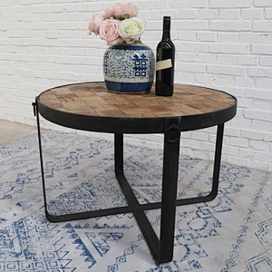 Antique Vintage small metal wood industrial rustic tray side table nesting coffee table
