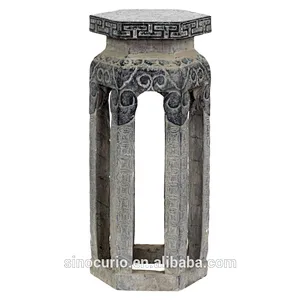 Antique Asian Design Stone Stand Natural Stone Flower Stand