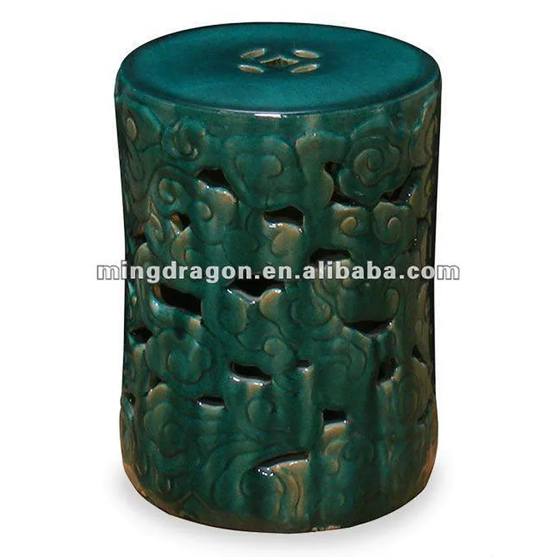 chinese antique green porcelain drum stool