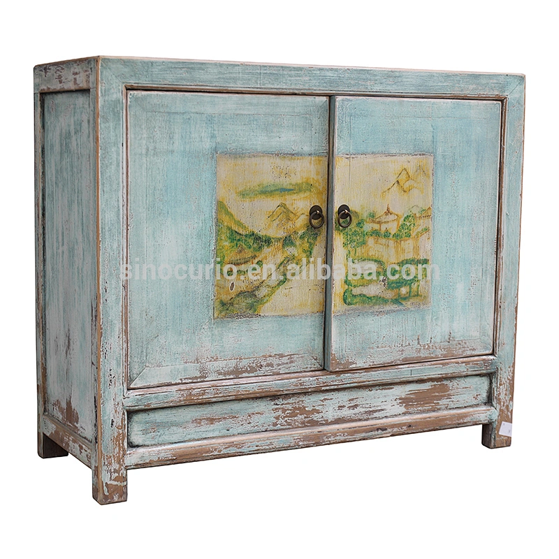 chinese antique living room furniture reclaimed wood 2doors sideboard cabinet