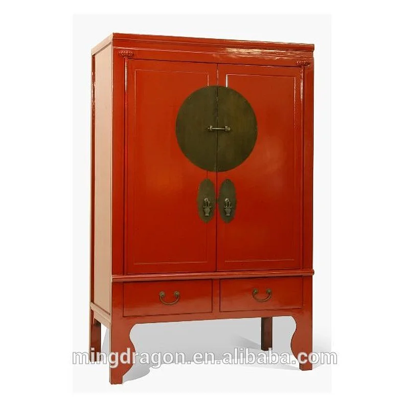 chinese antique solid wood distressed shiny wardrobe